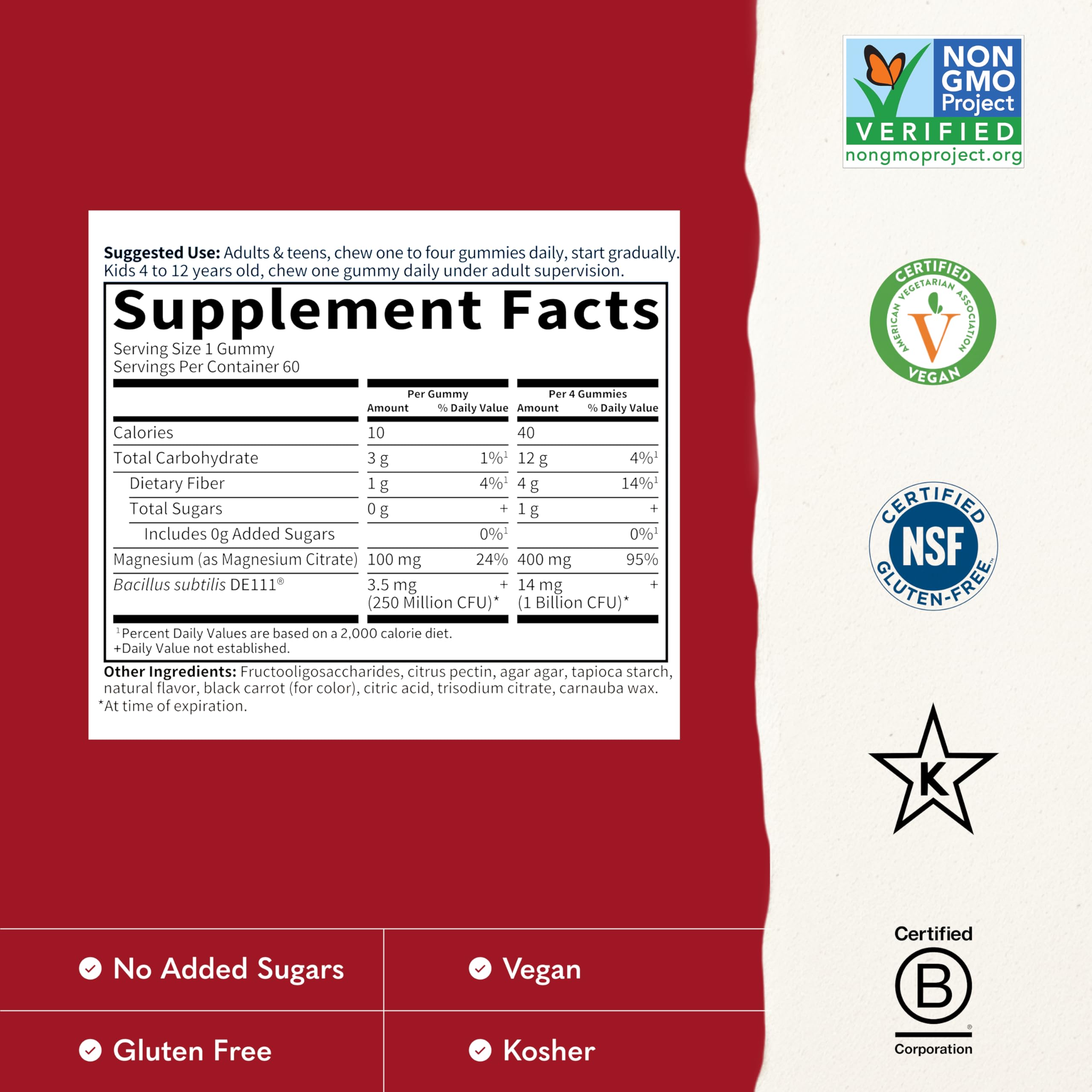 Detalle de la etiqueta Garden of Life con información de ingredientes clave