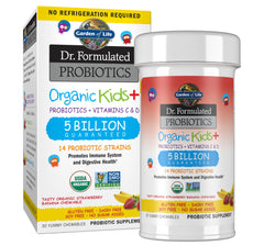 Garden of Life envase frontal de masticables Kids sabor fresa plátano, fácil de llevar