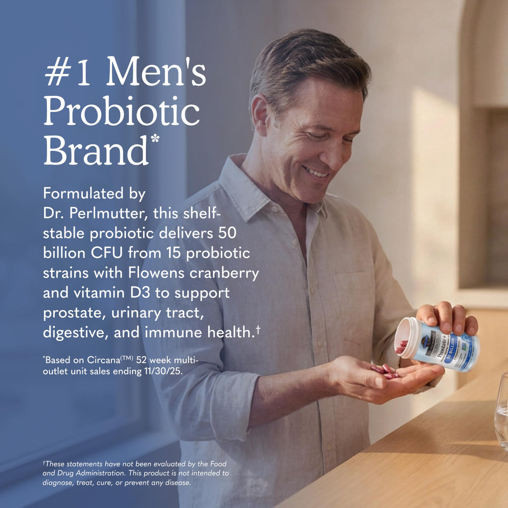 Garden of Life cápsulas vegetarianas Prostate+ en primer plano para fácil ingestión