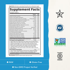 Garden of Life polvo de frutas y verduras ilustrando mezcla RAW