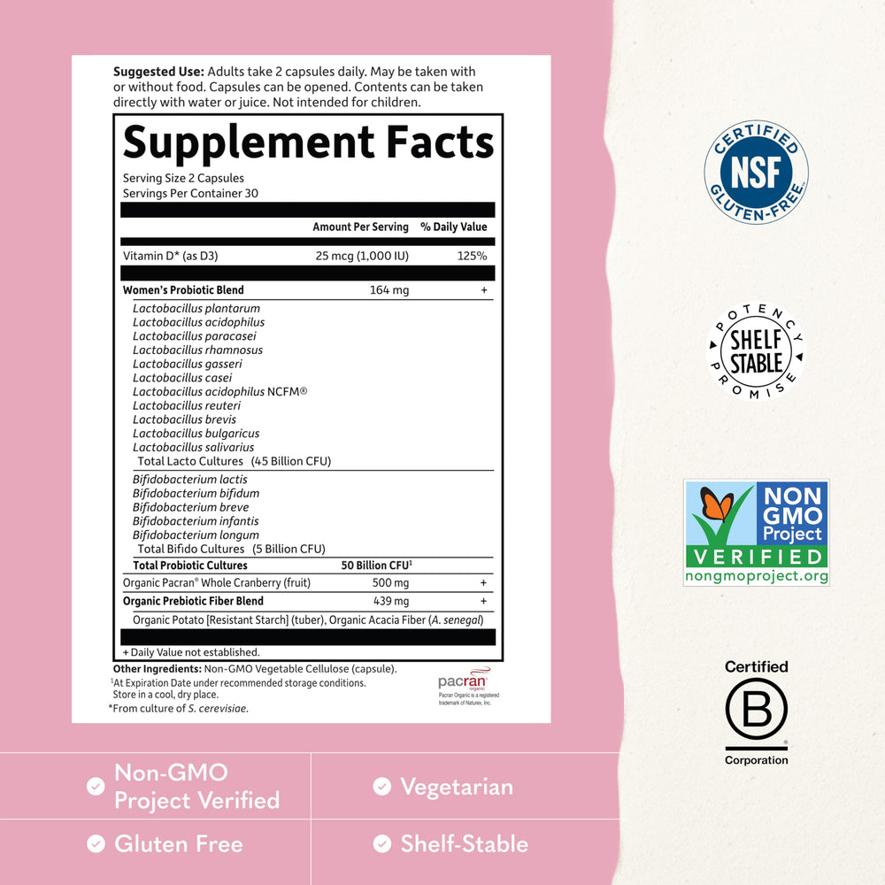 Garden of Life mezcla de probióticos y etiqueta de ingredientes activa