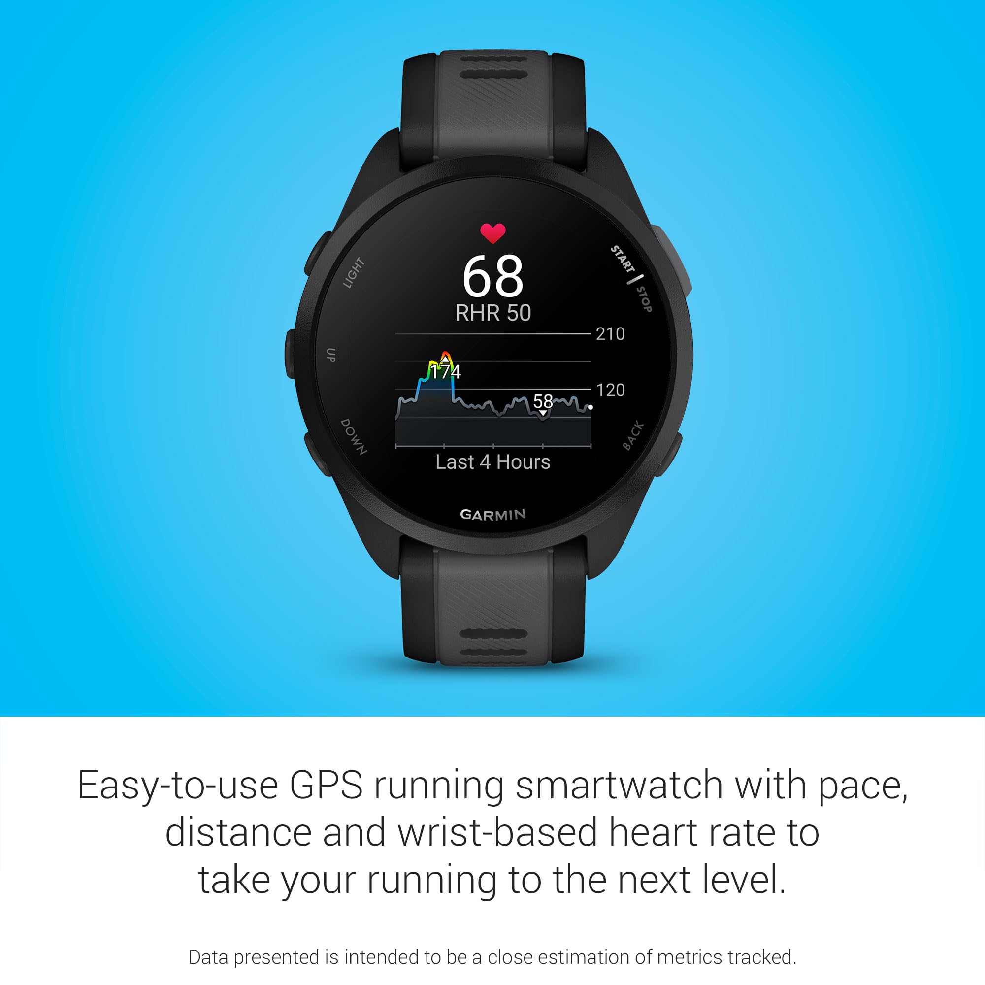 Garmin Forerunner 165 mapa GPS en pantalla, navegación precisa en ruta