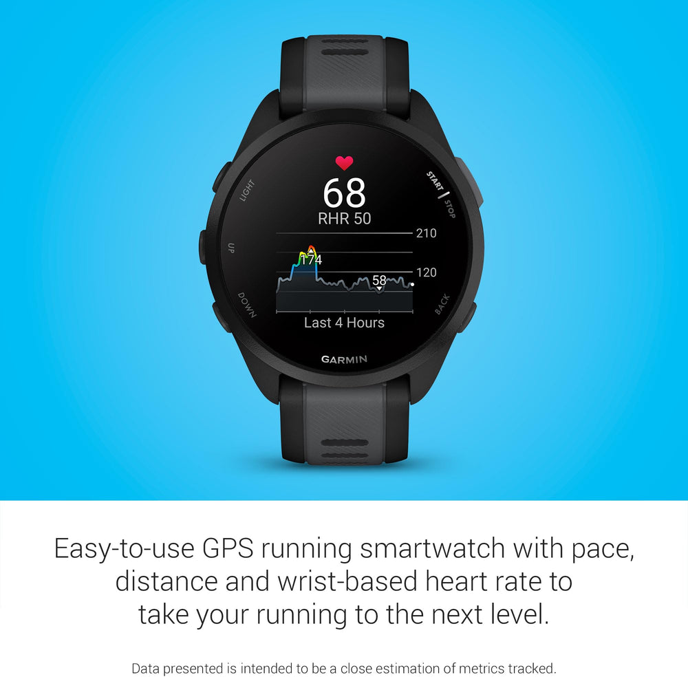 Garmin Forerunner 165 mapa GPS en pantalla, navegación precisa en ruta