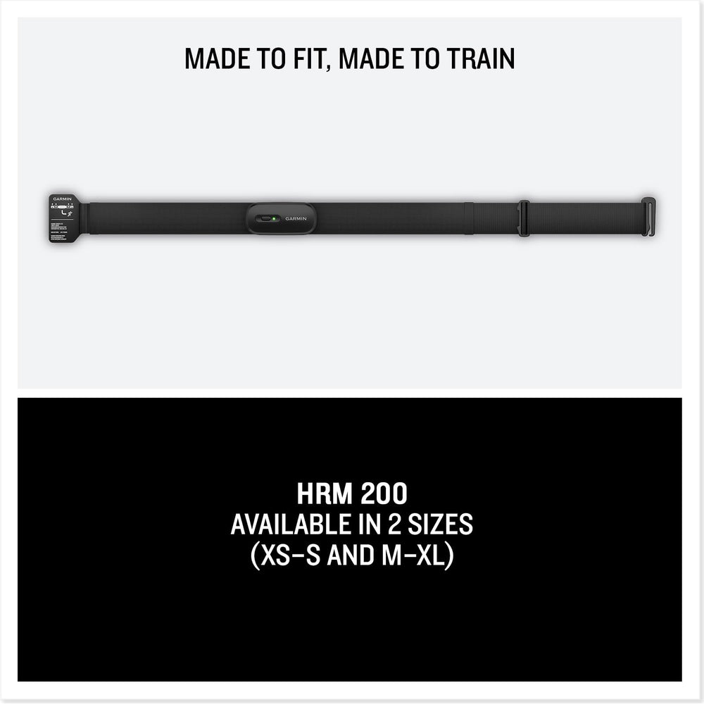 Garmin HRM 200 comparación de tamaño M–XL para ajuste y comodidad