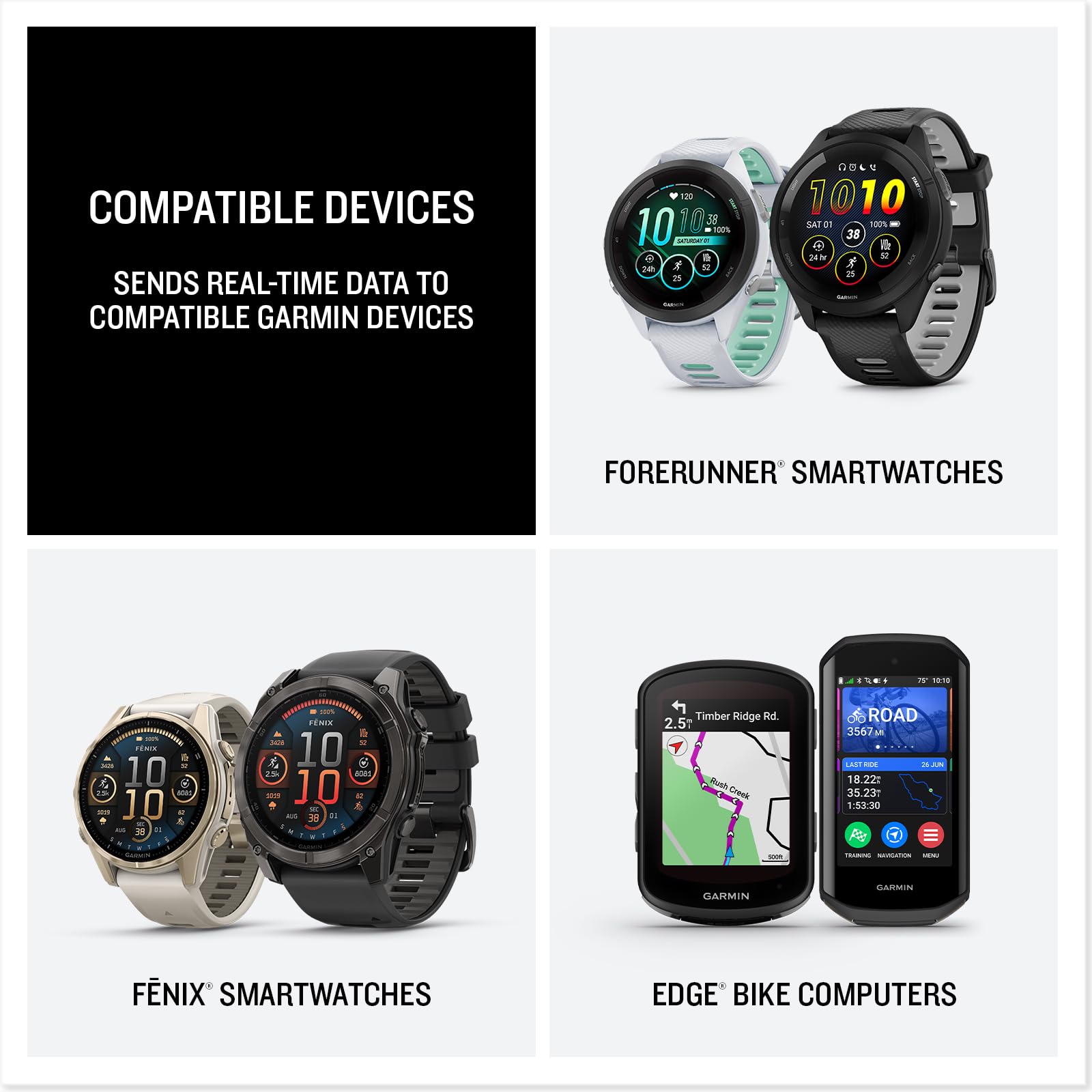 Garmin HRM 200 en uso en carrera con reloj Garmin, mejora del rendimiento