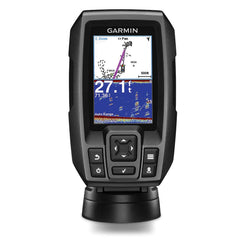 Garmin Striker 4 transductor detalle mostrando montaje y lectura precisa