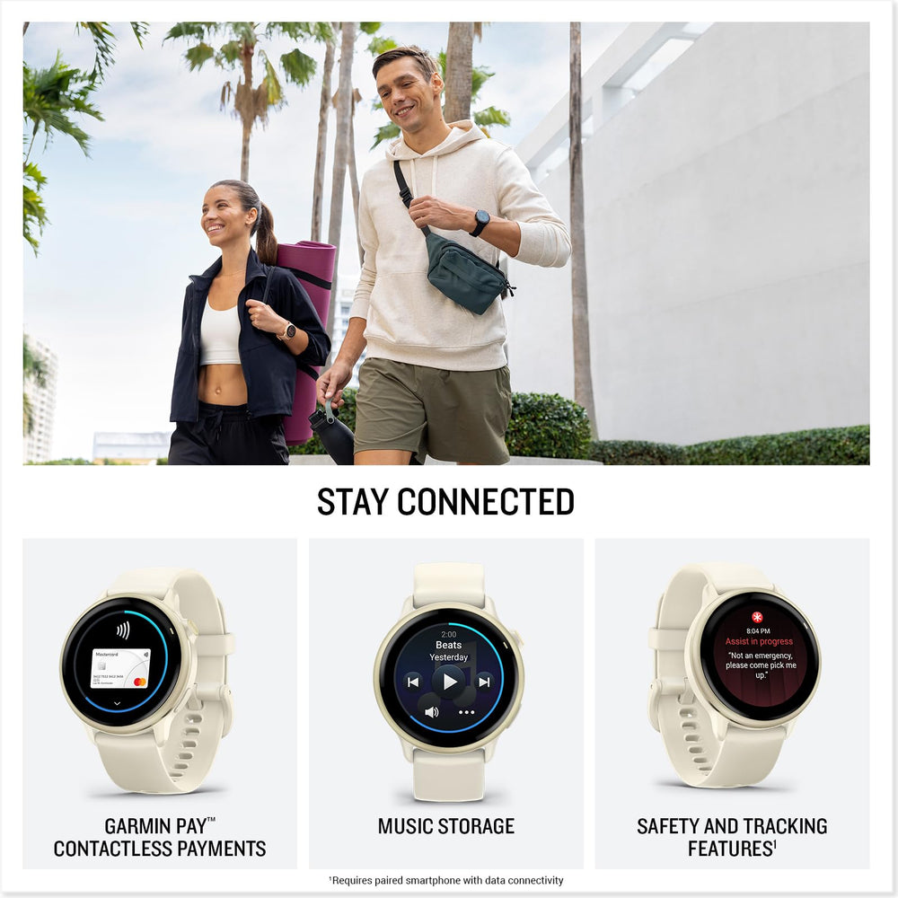Garmin vívoactive 6 en cargador resalta batería de larga duración