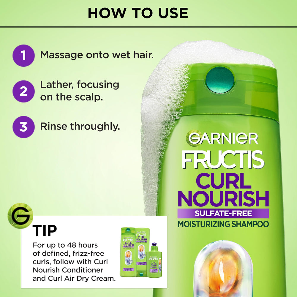 Garnier Fructis comparación antes y después en rizos, menos frizz visible