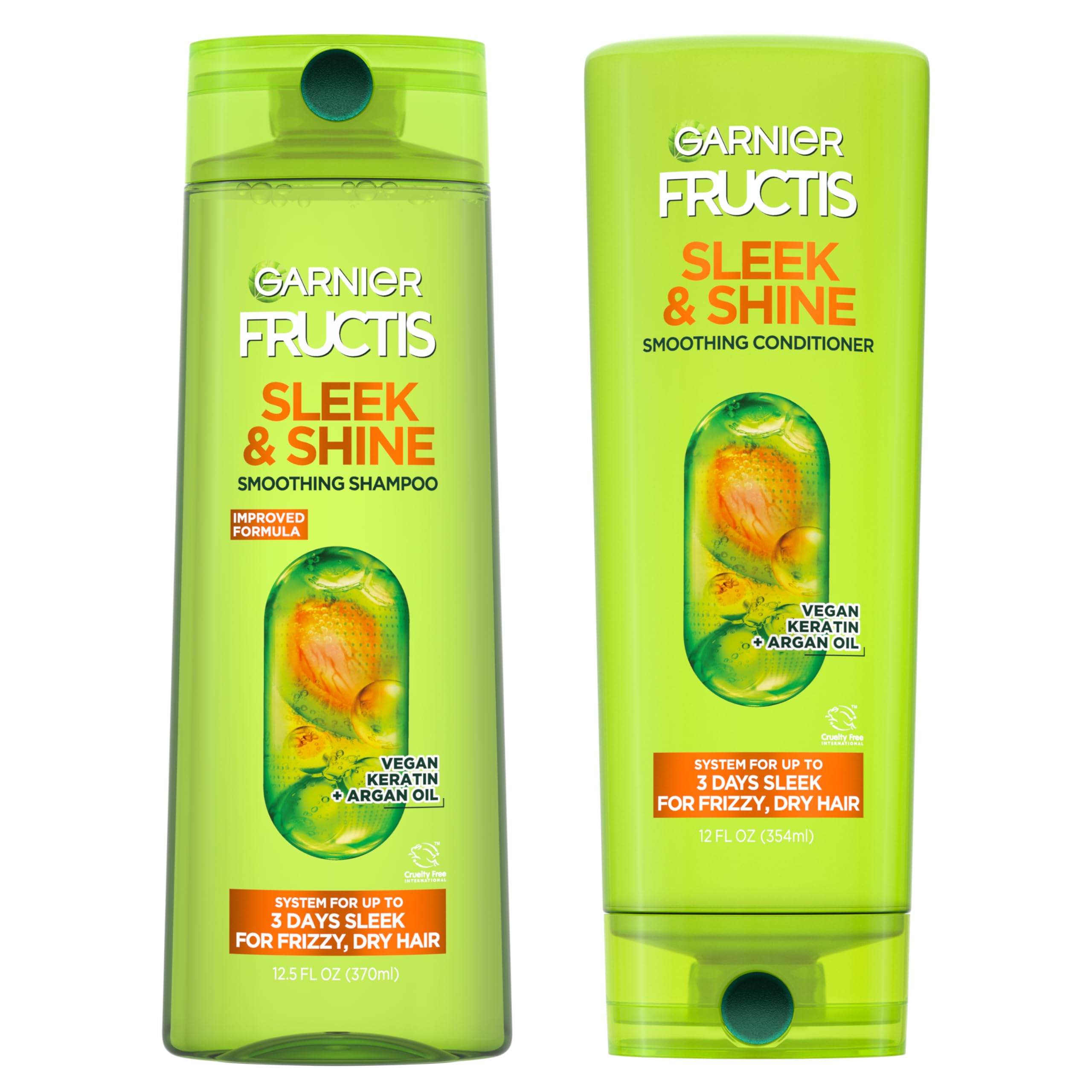 Garnier Fructis frontal mostrando kit anti-frizz y brillo