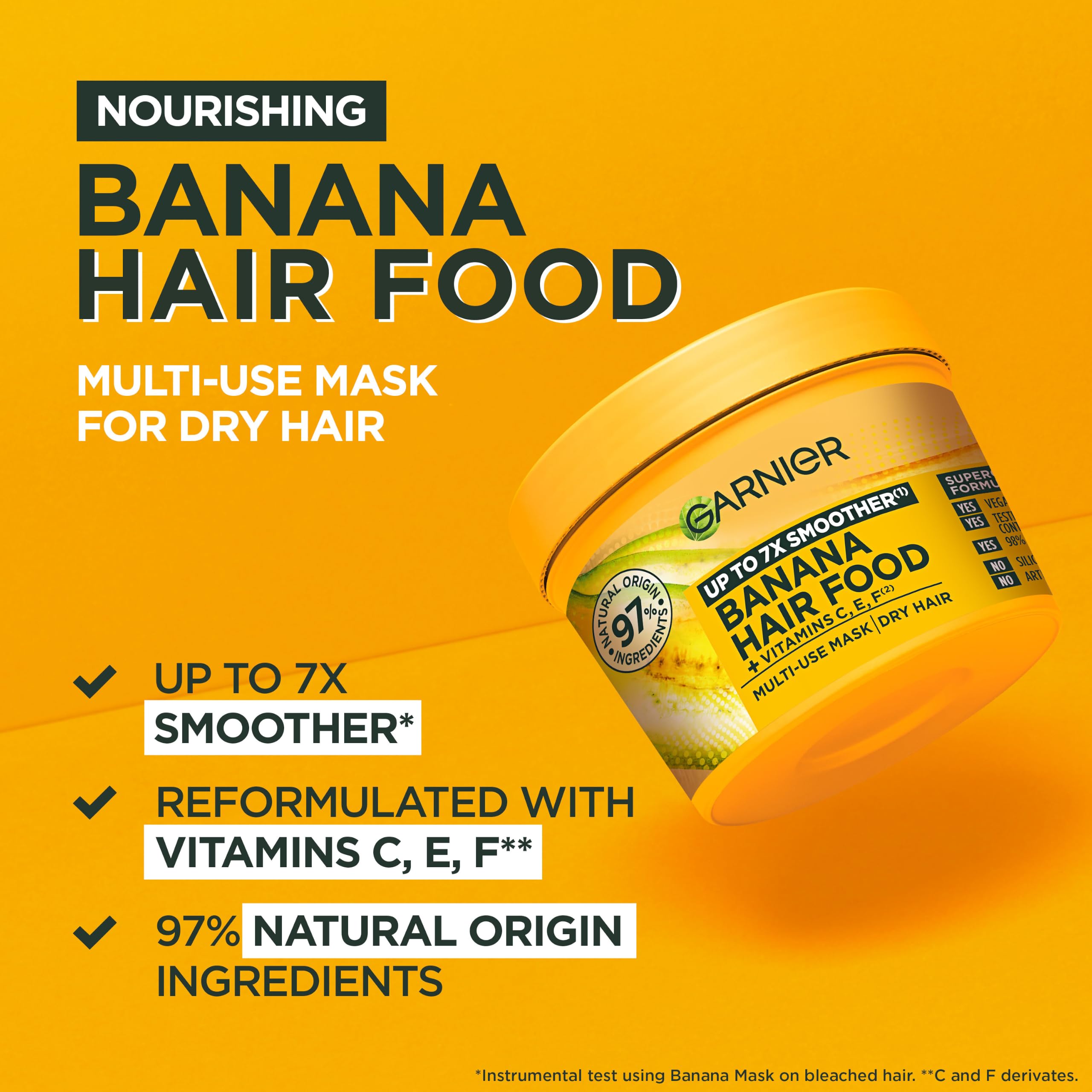 Garnier aplicación de mascarilla en cabello mojado, nutrición intensa y desenredado visible