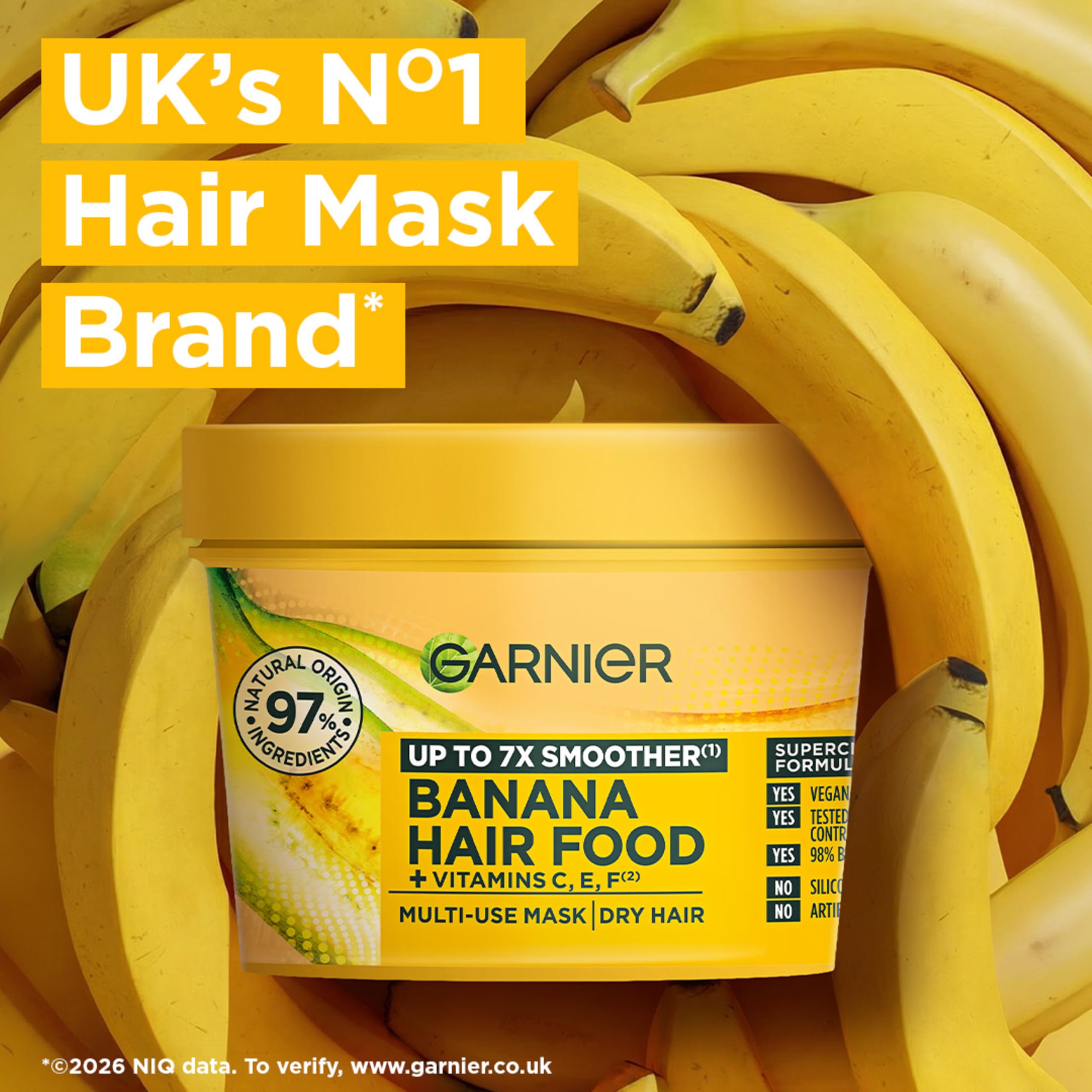 Garnier textura cremosa de Hair Food Banana mostrando consistencia fundente y absorción