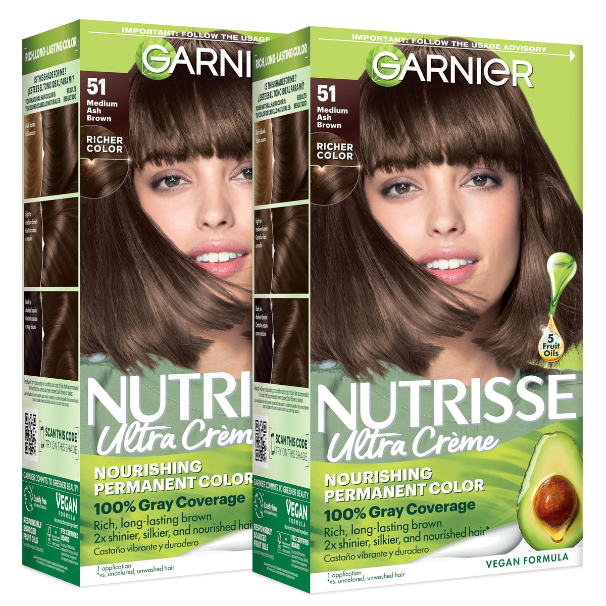 Garnier caja frontal mostrando tono 51 y beneficio cobertura total