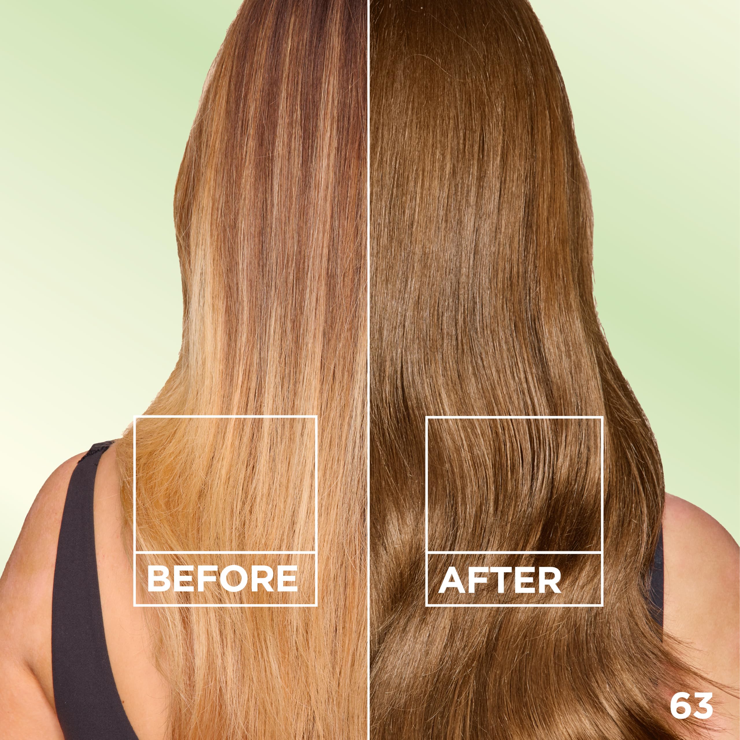 Garnier Nutrisse modelo con color marrón dorado brillante y acabado sedoso