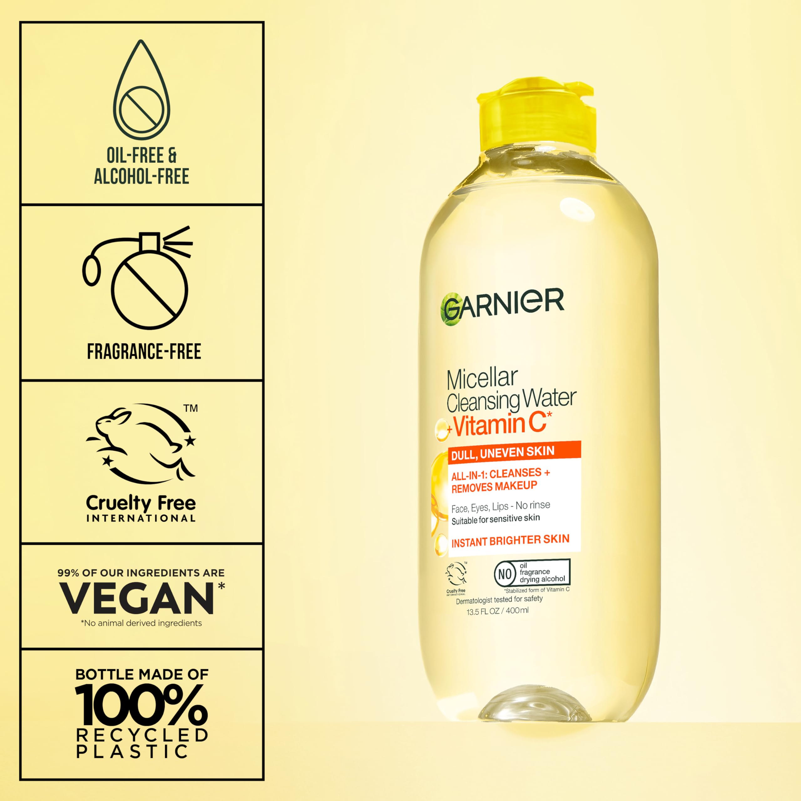 Garnier limpiador retirando maquillaje de ojos con delicadeza