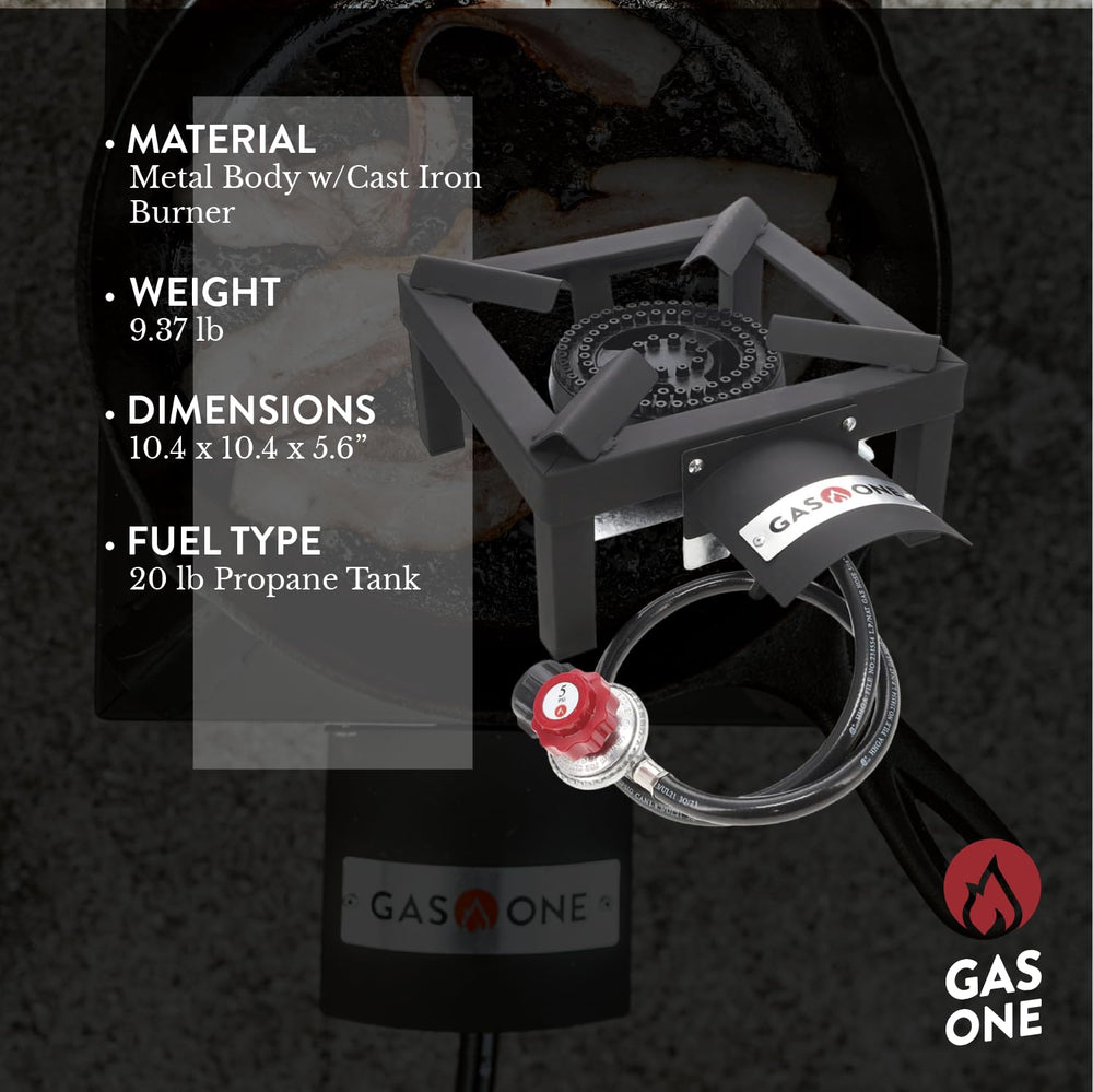 Gas One primer plano del cabezal de hierro fundido indicando durabilidad