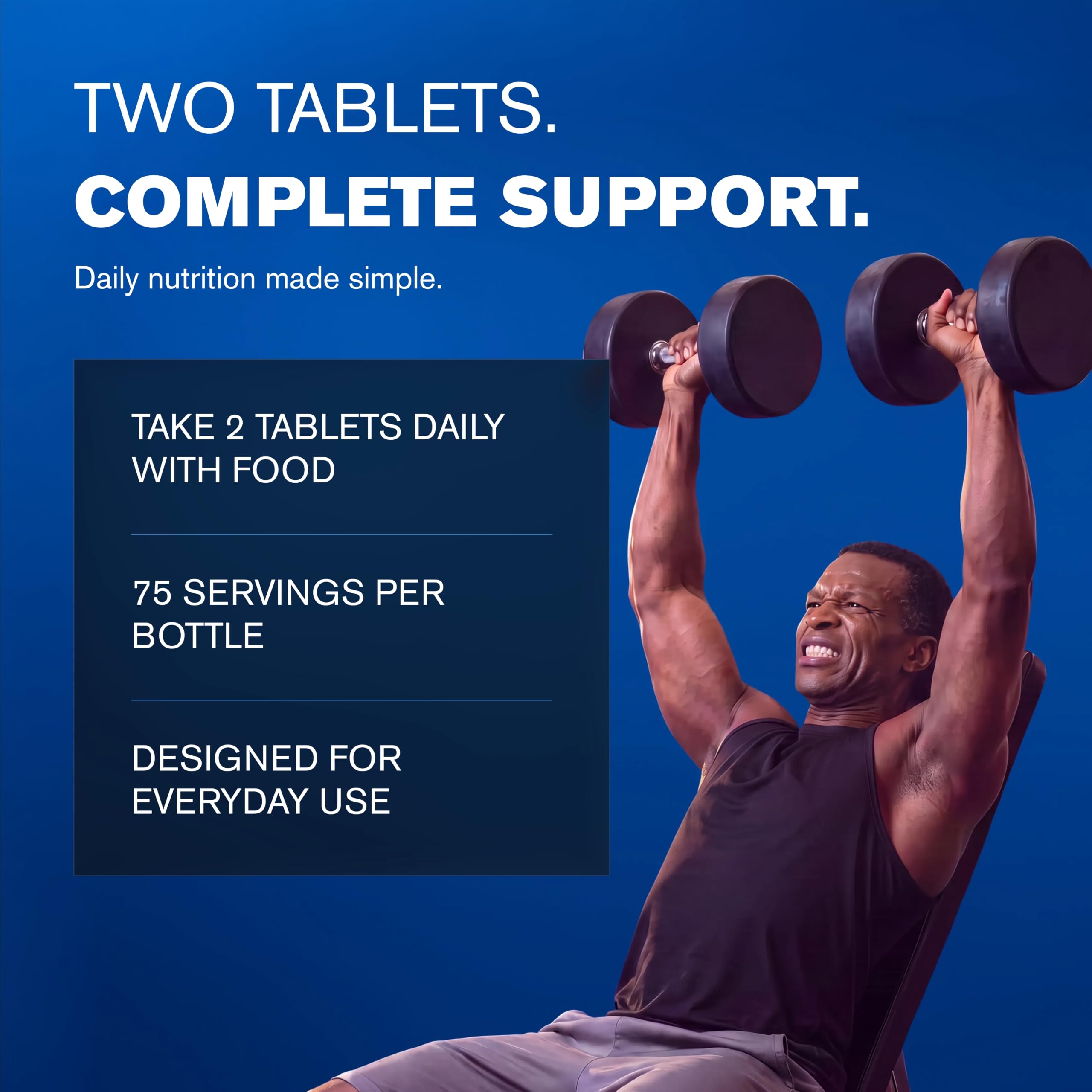 GAT SPORT mano sosteniendo dos tabletas demostrando la dosis diaria