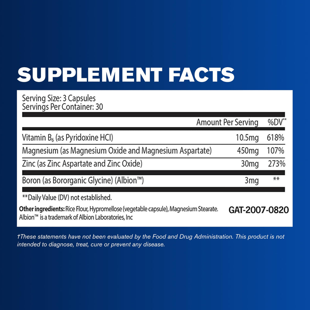 GAT SPORT etiqueta del producto ZMAG-T con información de ingredientes clave