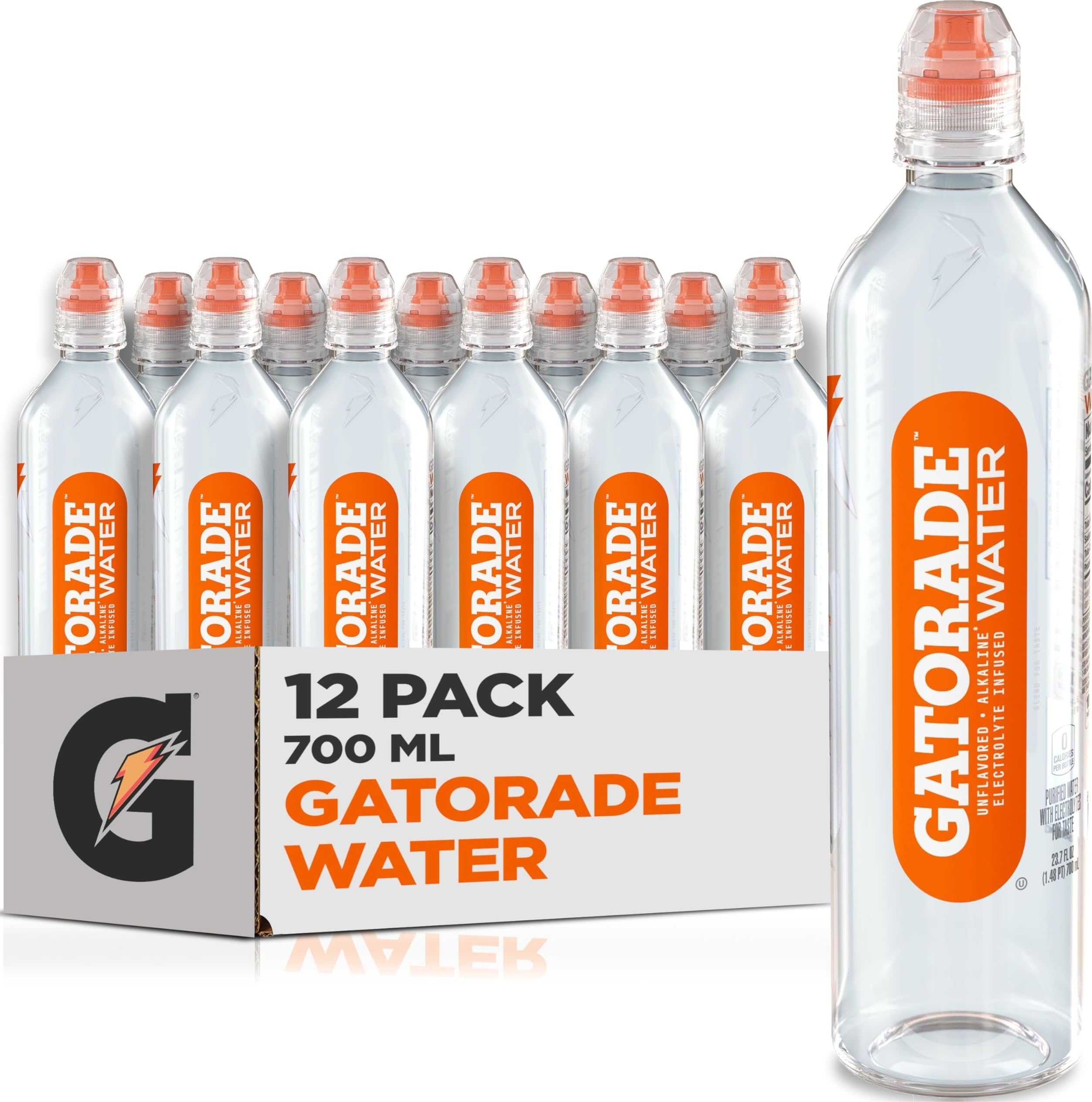 Gatorade botella frontal pack 12 mostrando etiqueta y capacidad 700 ml, hidratación confiable
