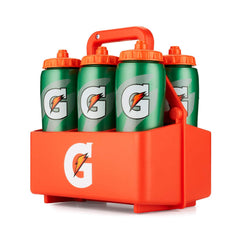 Gatorade carrier on sideline next to bench for easy team refills