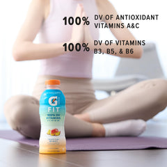 Gatorade Fit poured into a glass illustrating the clear mango beverage and easy pourability for serving