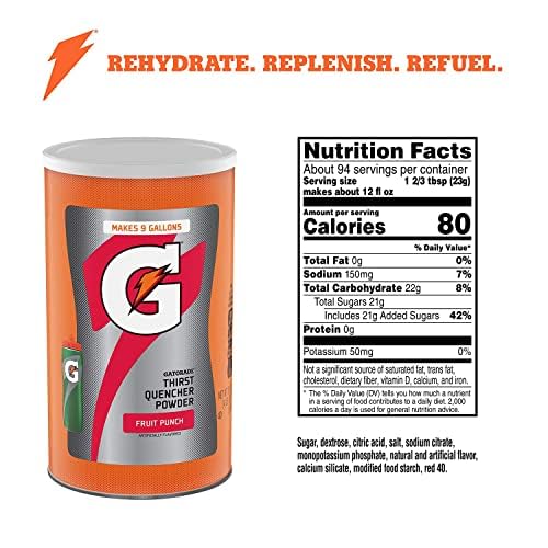 Gatorade detalle de etiqueta nutricional para información clara