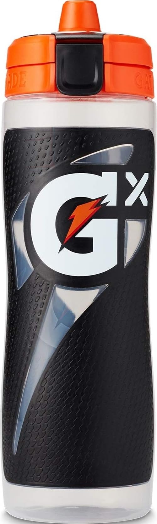 Gatorade botella Gx frontal mostrando su forma y capacidad 30 oz para entrenos
