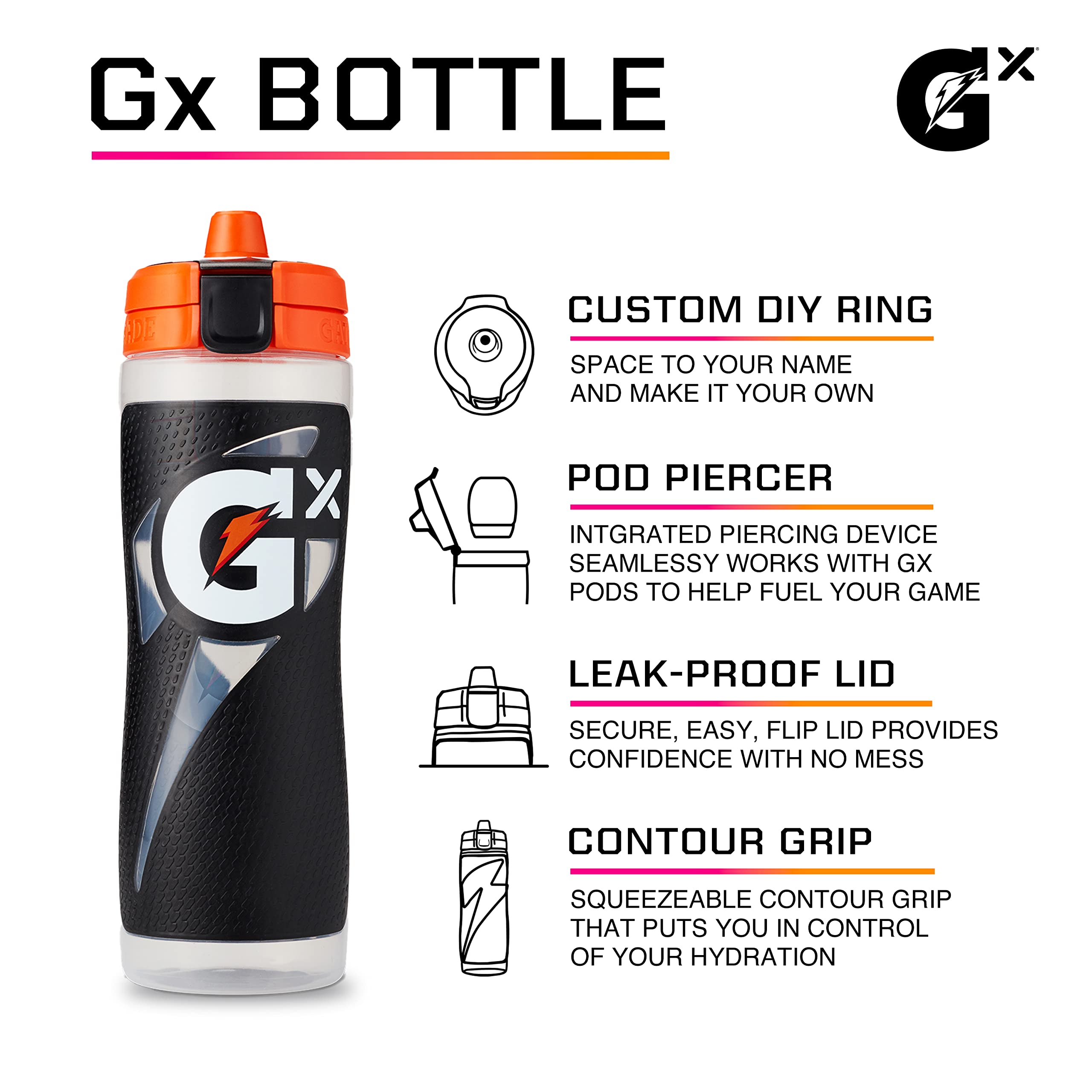 Gatorade detalle Gator-Skin en la superficie que mejora el agarre y confort
