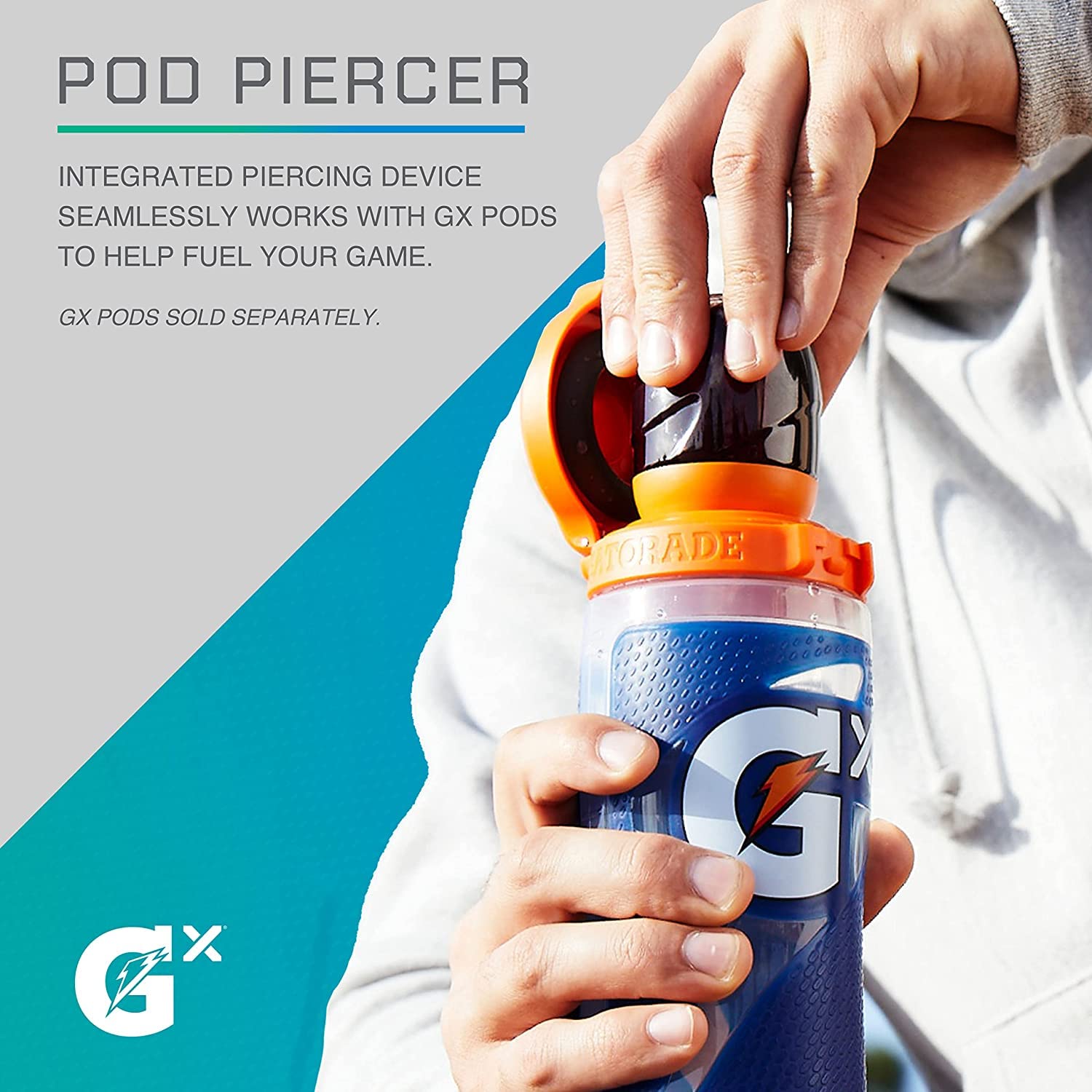 Gatorade Gx comparada con botella estándar mostrando tamaño 30 oz