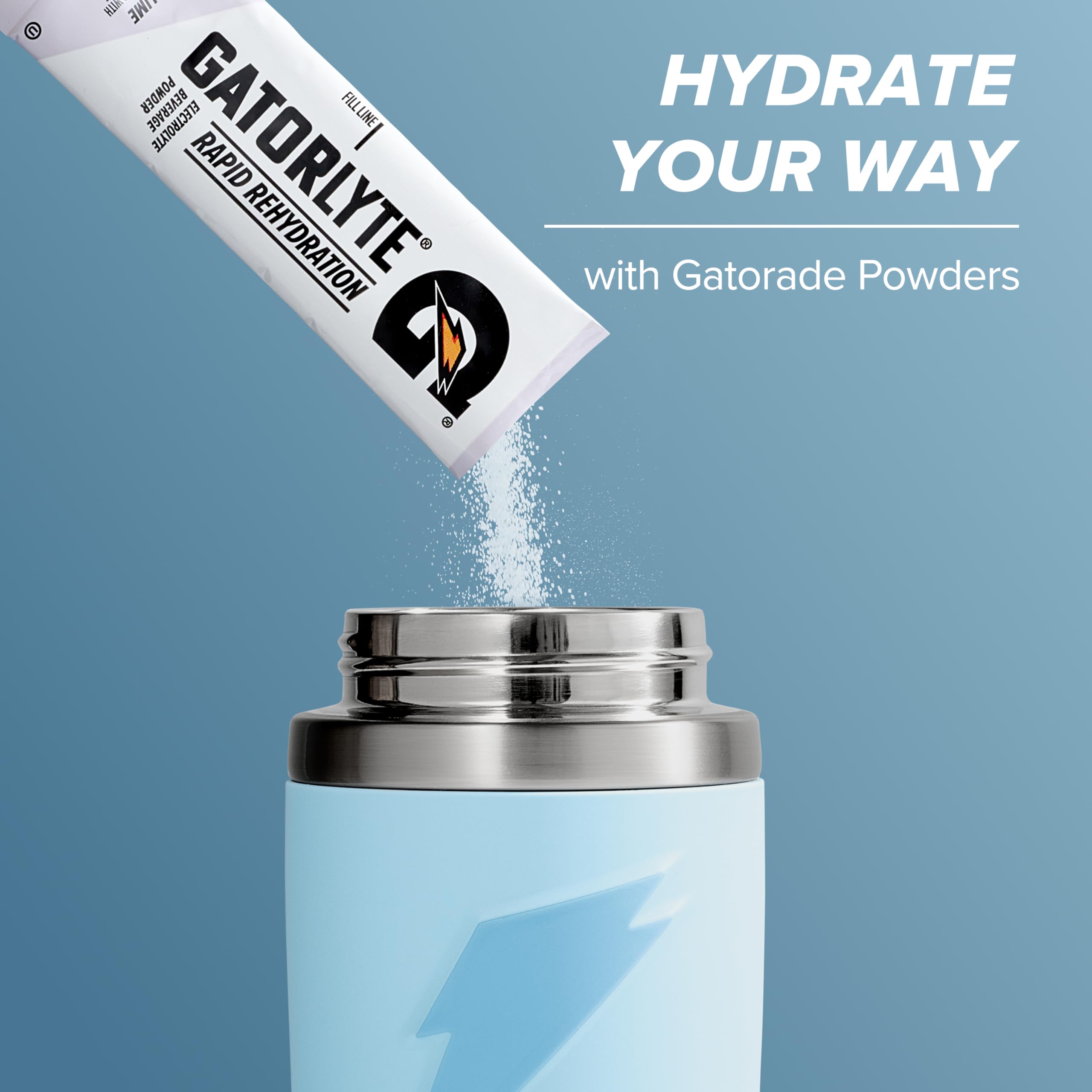 Gatorade Overtime junto a una botella común para comparar tamaño