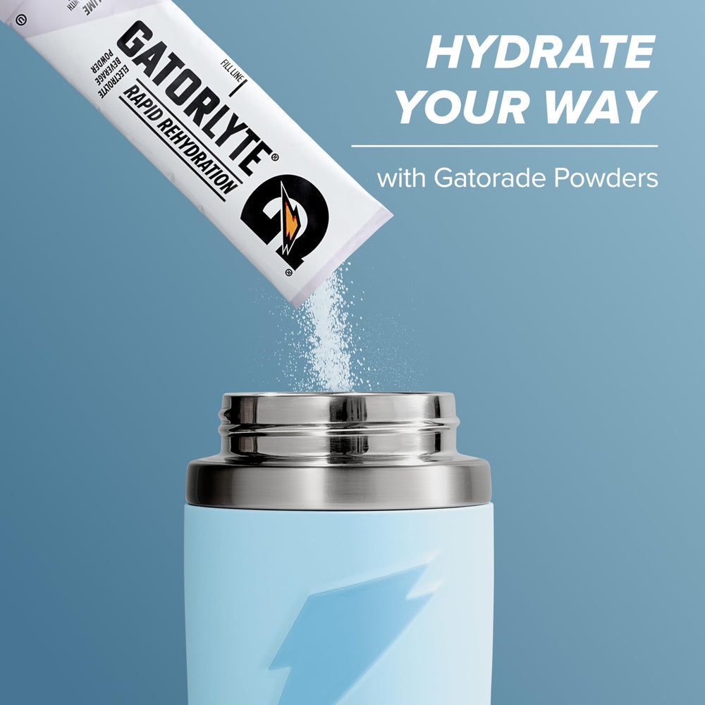 Gatorade Overtime junto a una botella común para comparar tamaño
