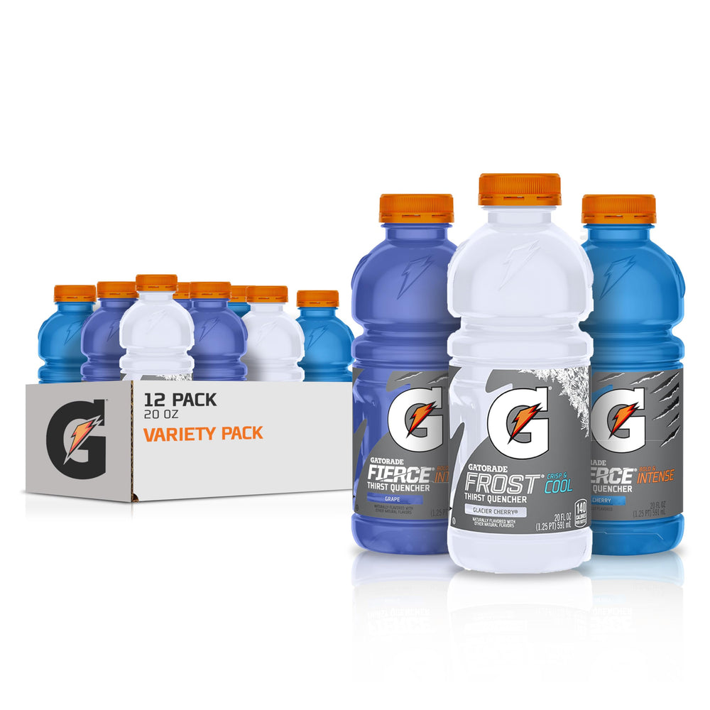Gatorade pack frontal 12 botellas mostrando variedad de sabores y conveniencia