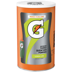 Gatorade envase frontal de polvo limón-lima mostrando cantidad y marca
