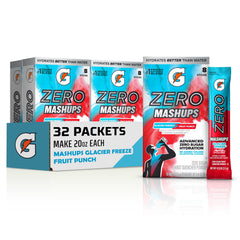 Gatorade Zero frente del empaque mostrando 32 sobres y beneficios de hidratación
