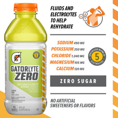Gatorlyte botella 20 fl oz etiqueta legible con electrolitos destacados