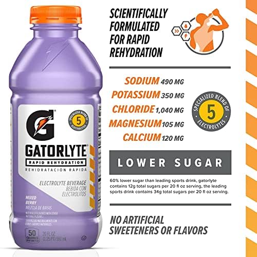 Gatorlyte botella sobre equipo de gimnasio ilustrando rehidratación post-entreno