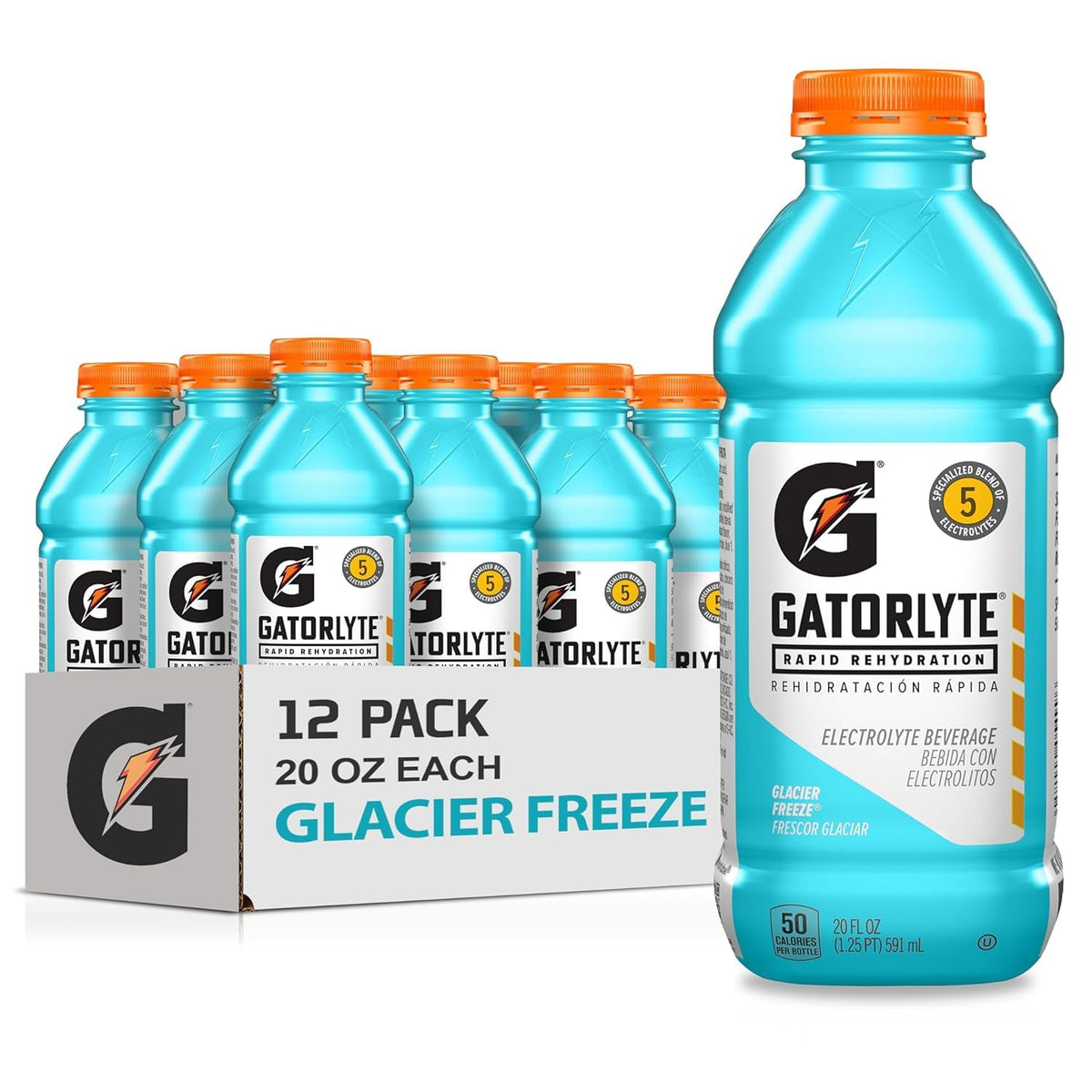 Gatorlyte frontal pack mostrando 12 botellas y conveniencia de rehidratación