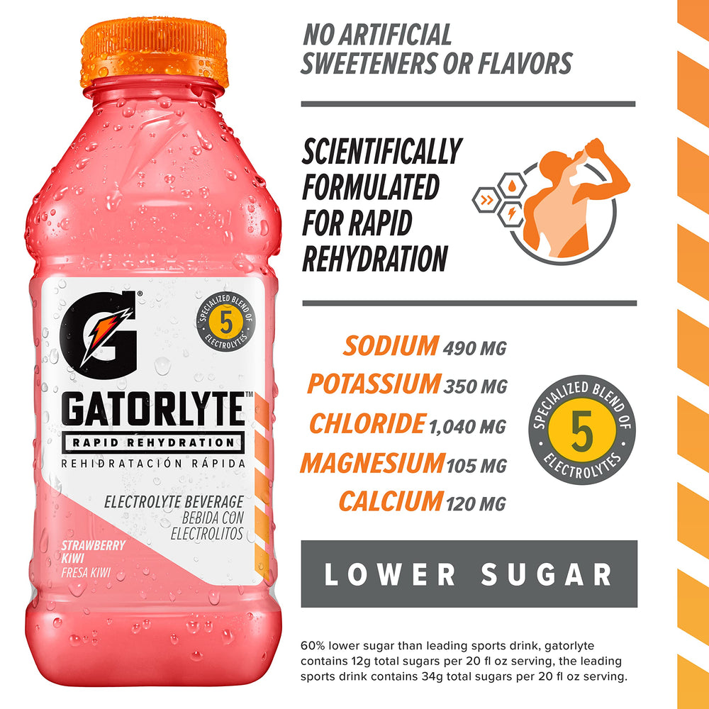 Gatorlyte líquido color y textura que ilustra frescura y bajo contenido de azúcar