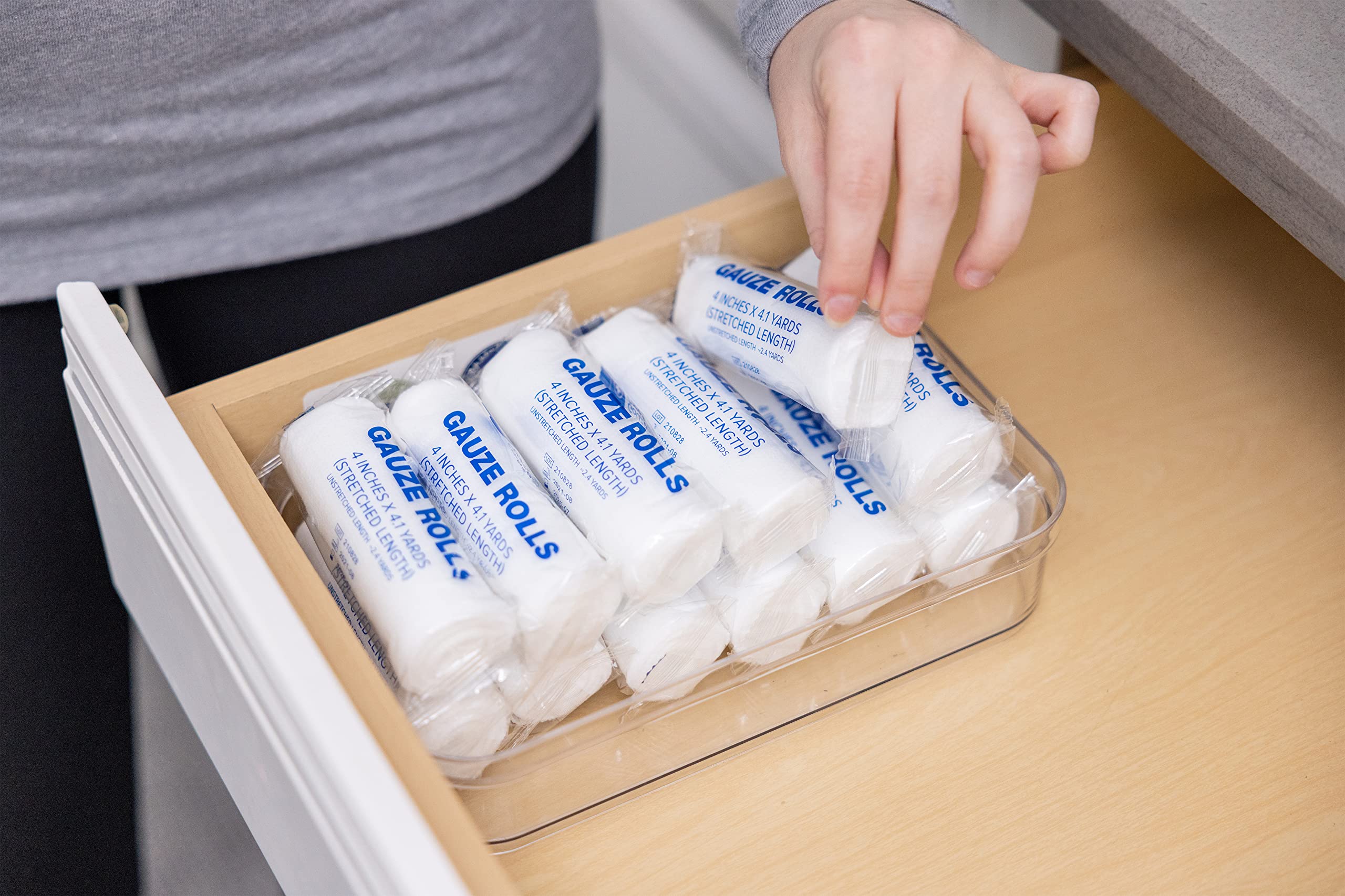 Gauze Care etiqueta que destaca calidad hospitalaria y seguridad del material