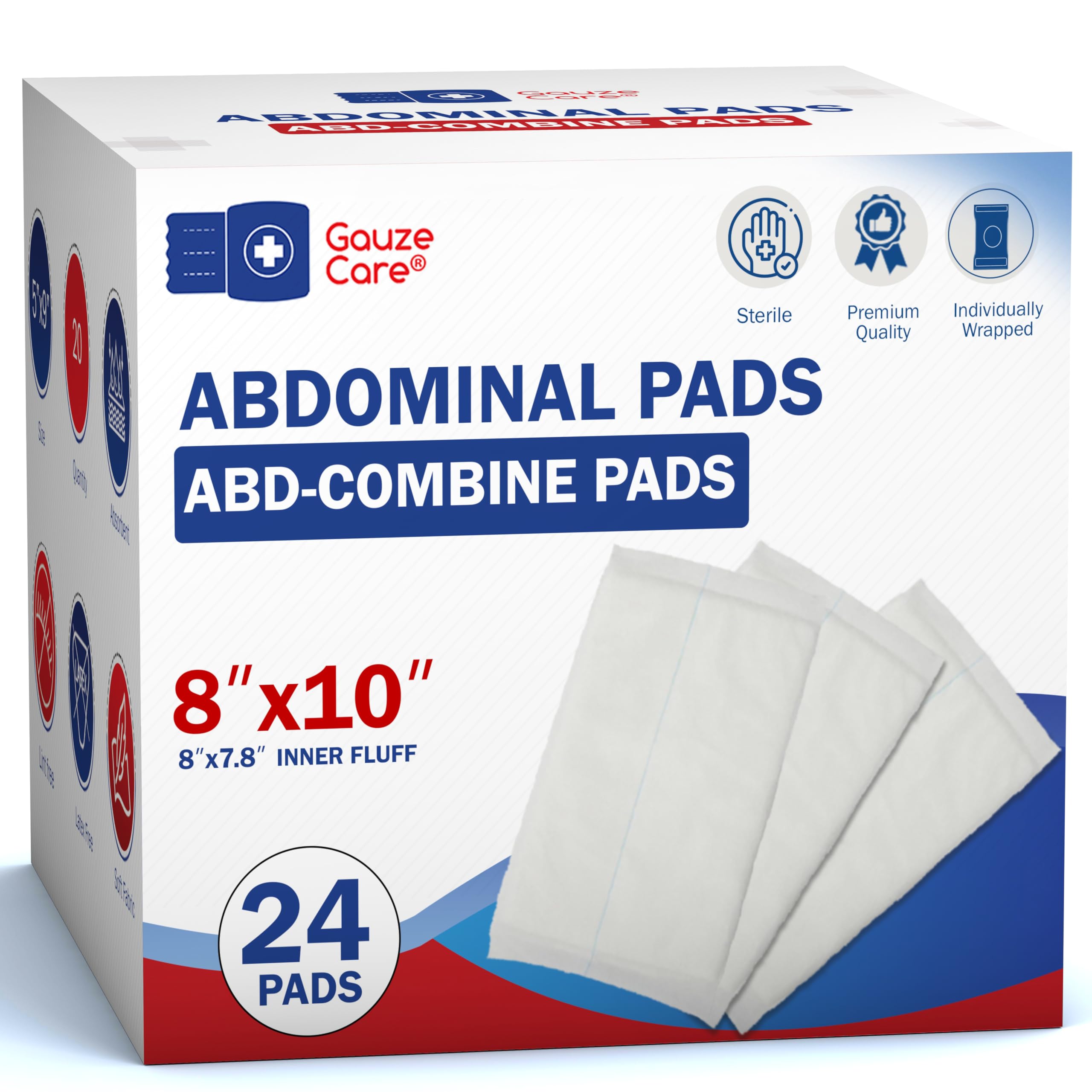 Gauze Care frente del empaque mostrando 24 unidades y descripción