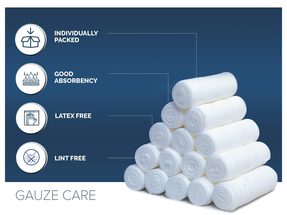 Gauze Care detalle de textura sin pelusa para vendajes limpios y sin restos