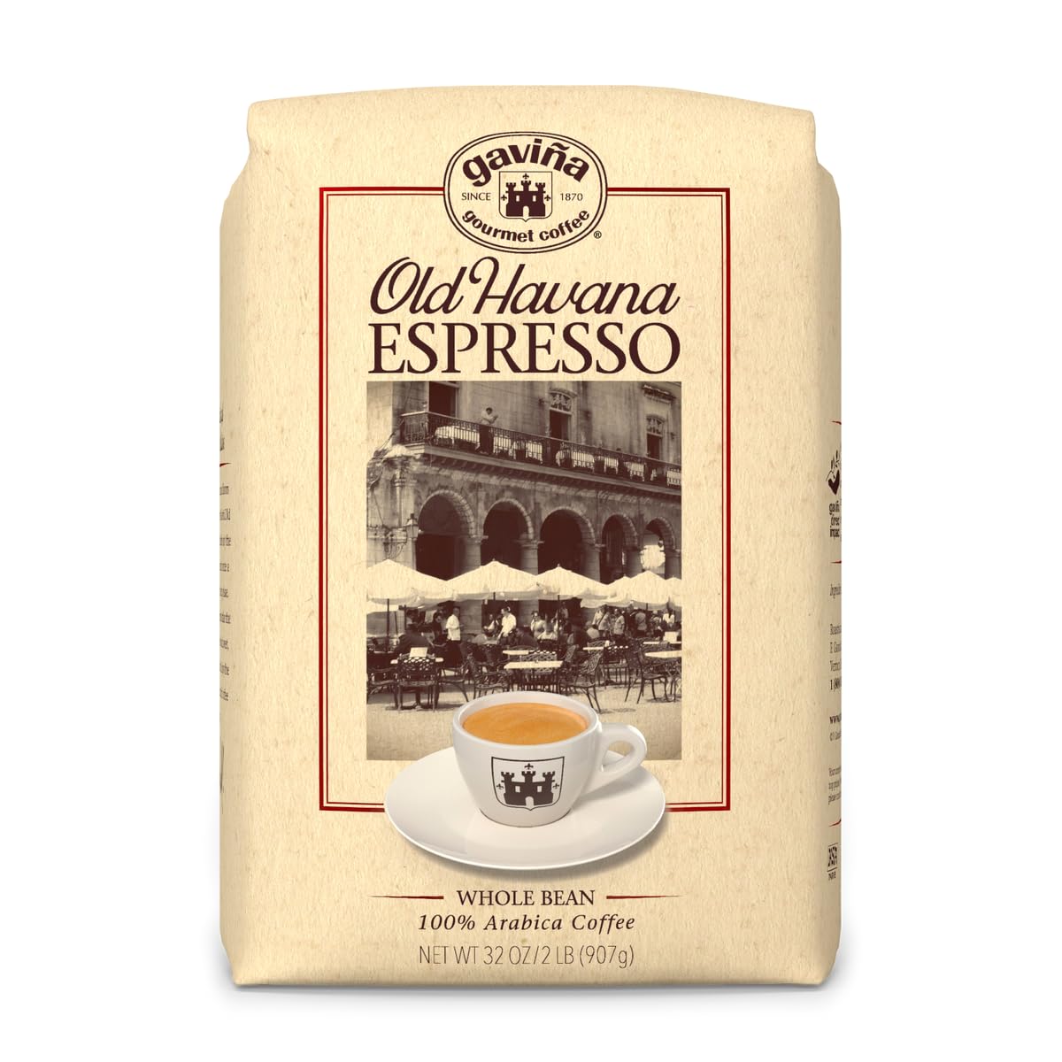 Gavina frente del empaque mostrando bolsa de 32 oz y frescura