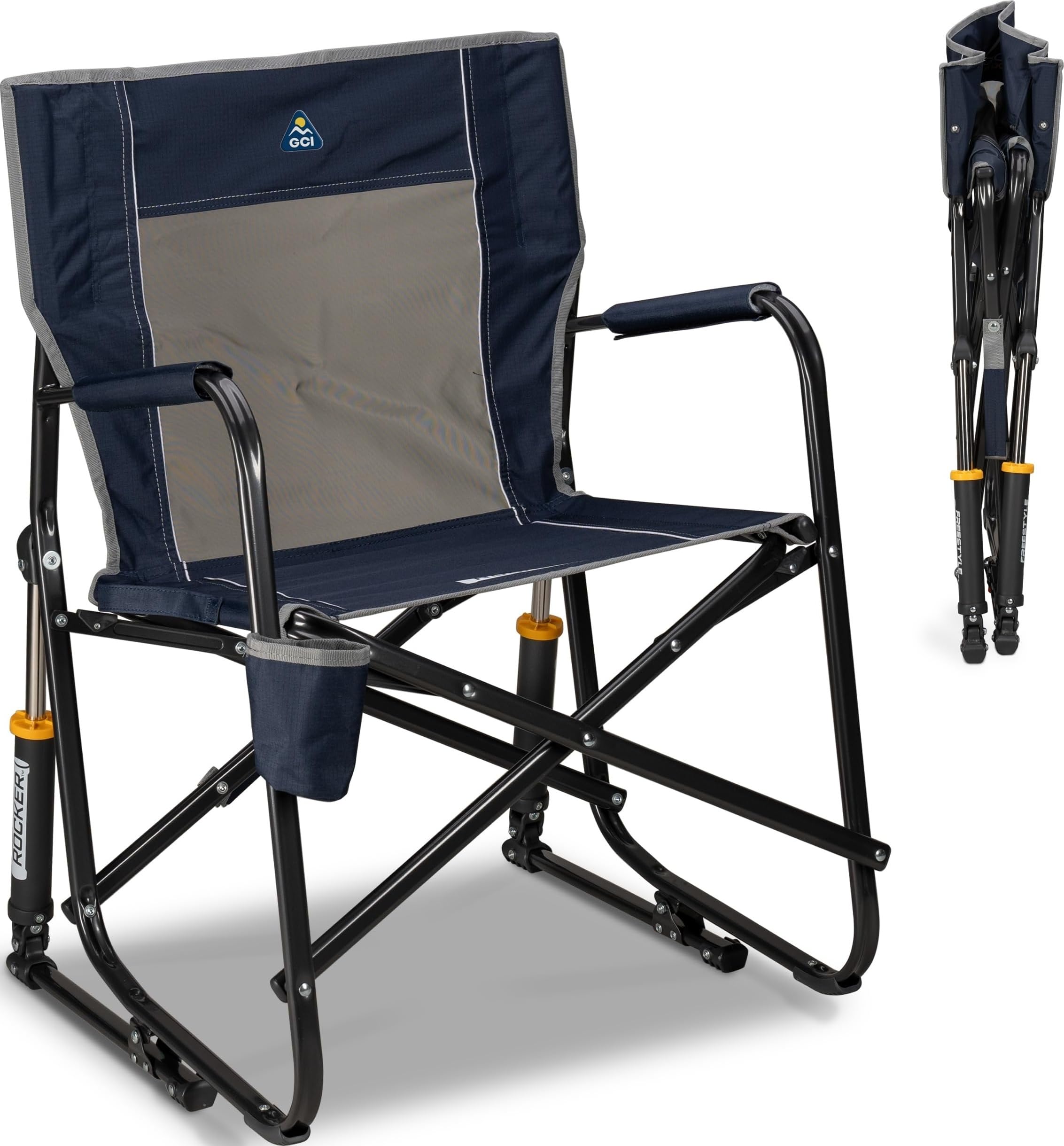 GCI Outdoor vista frontal de la Freestyle Rocker mostrando estabilidad y confort