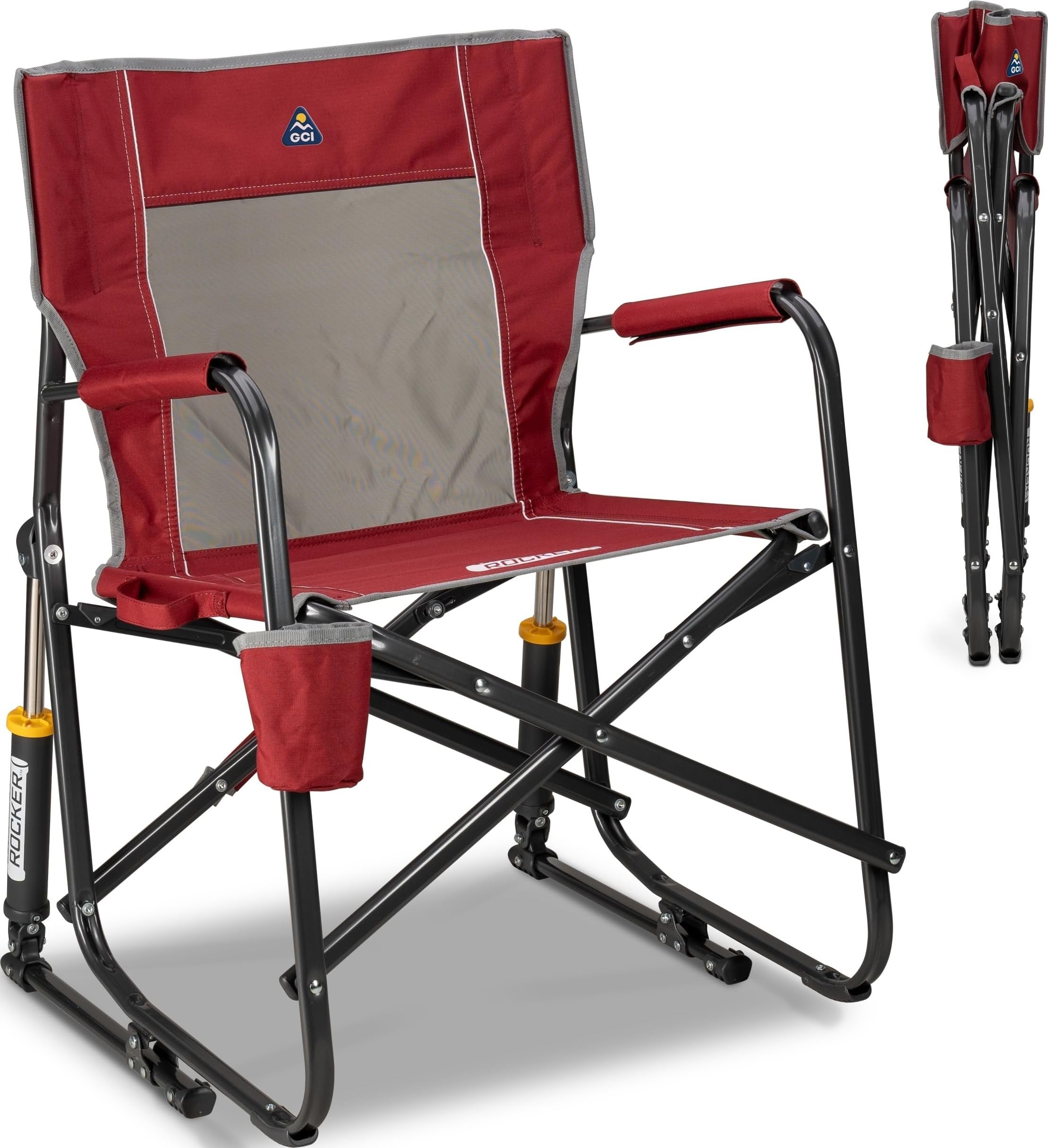 GCI Outdoor silla Freestyle Rocker frontal mostrando diseño Cinnamon y estabilidad