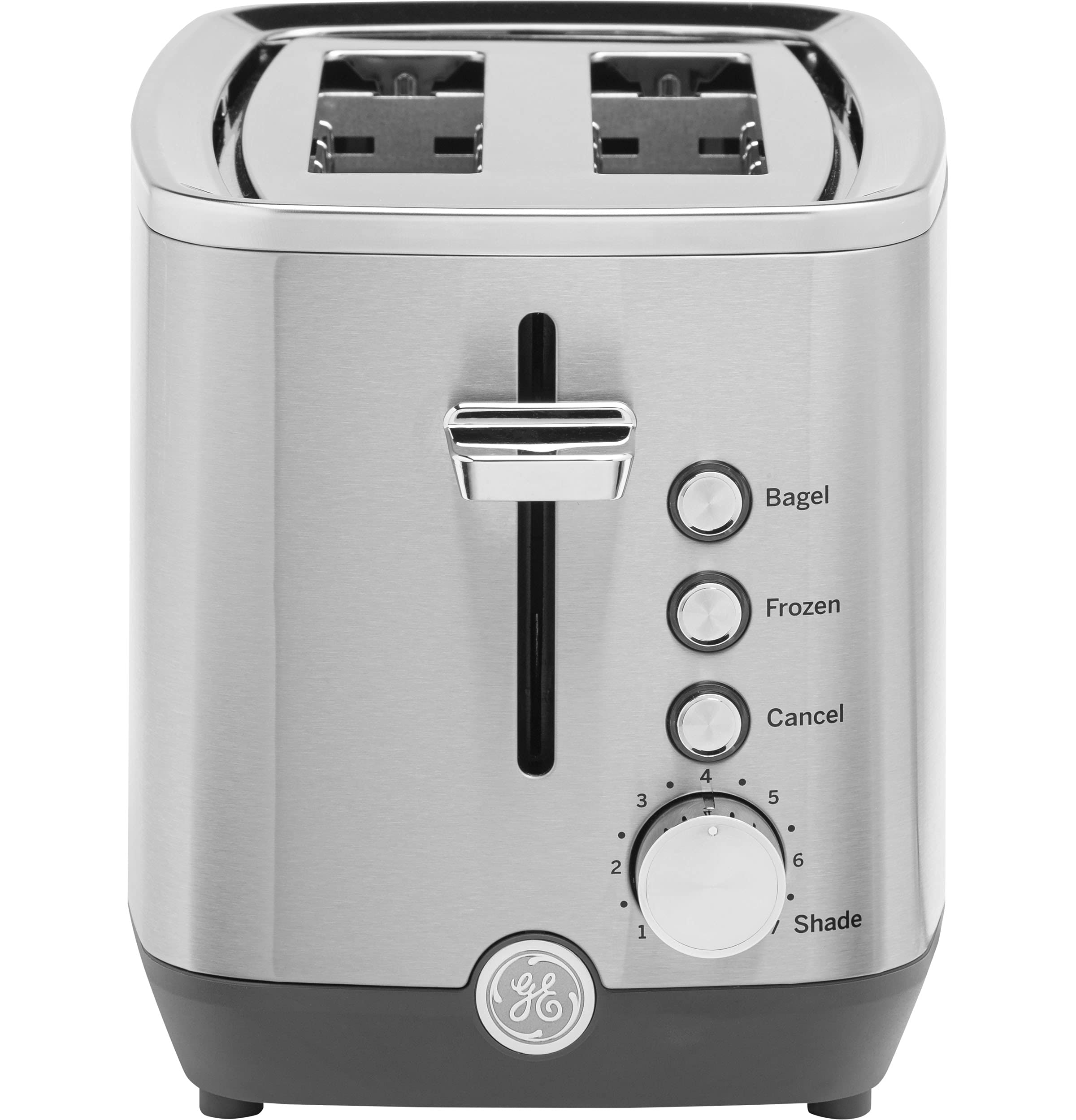 GE tostadora frontal acero inoxidable elegante y compacta, ahorra espacio