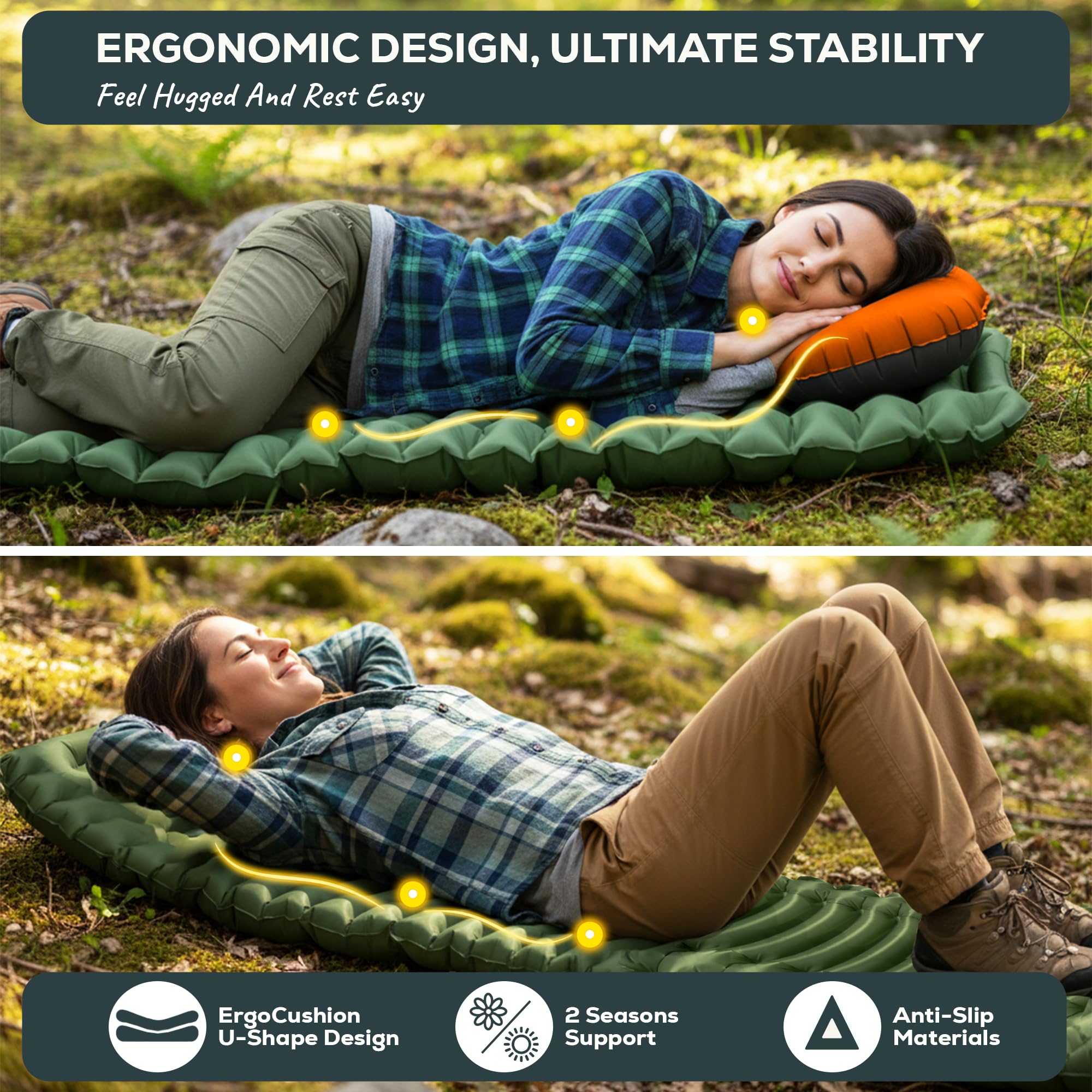 Gear Doctors colchoneta en tienda, confort nocturno en camping real
