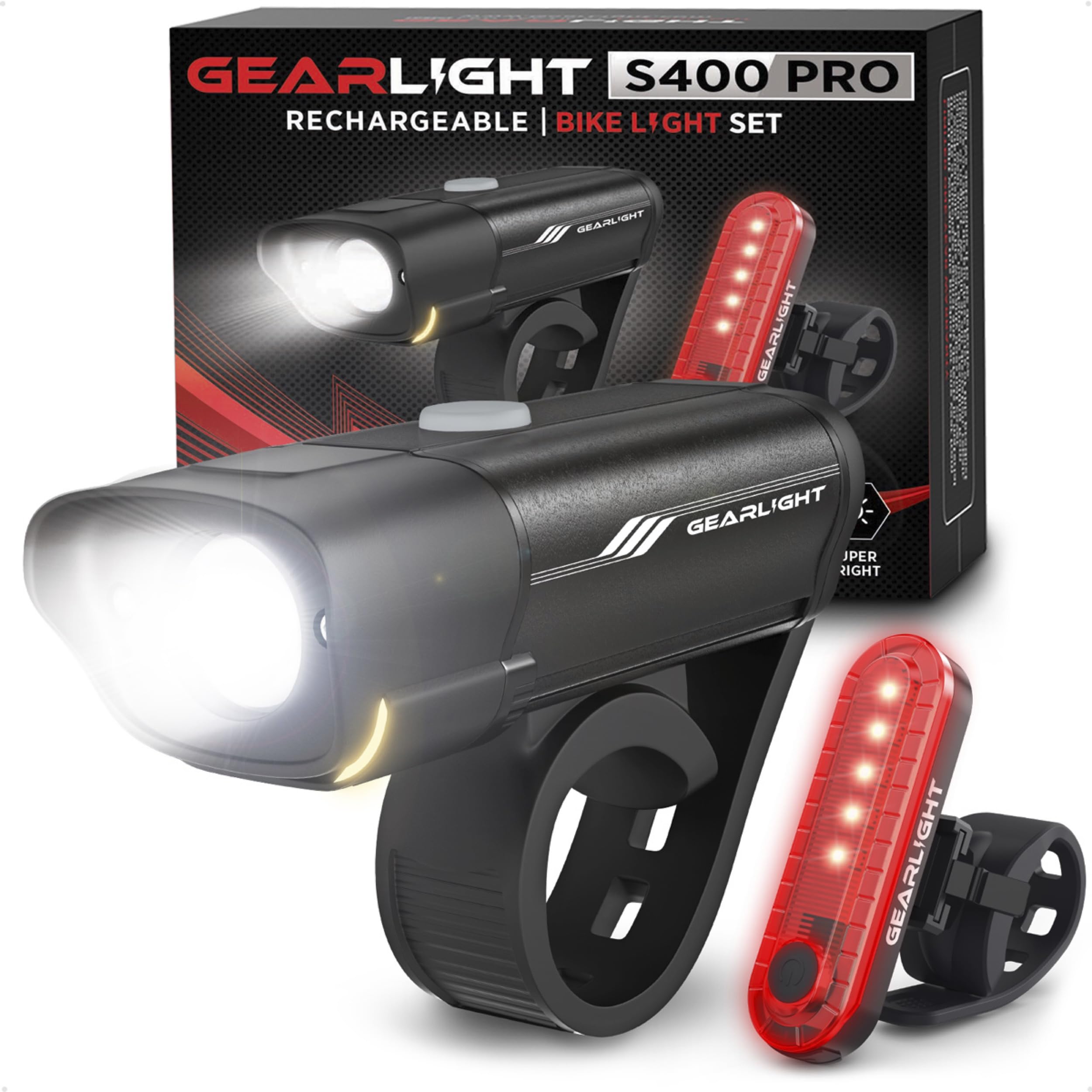 GearLight luz frontal en su paquete, muestra protección y beneficio de visibilidad