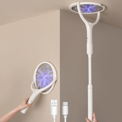 GeckoMan front view showing two swatters and benefits of dual coverage