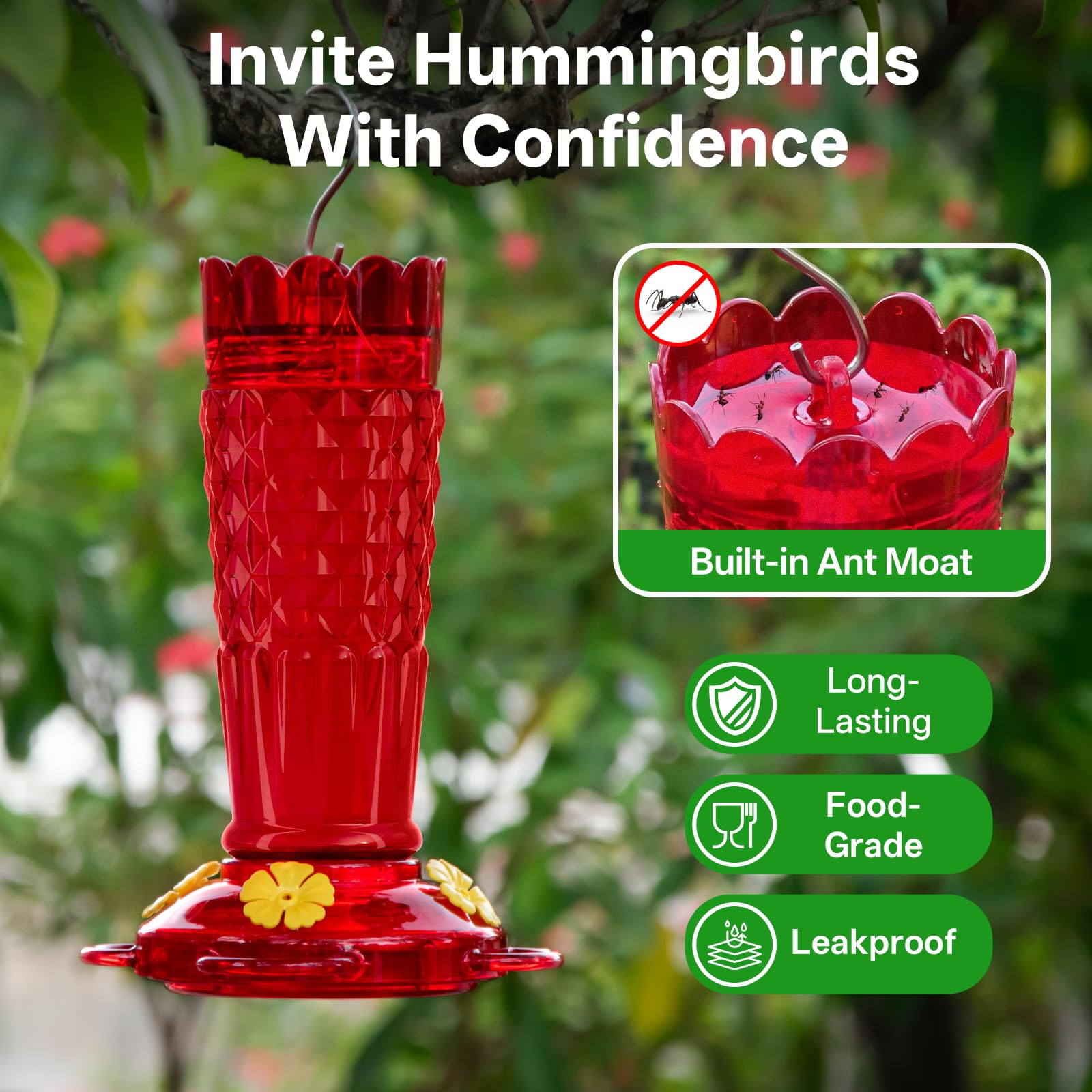 GelinRedcap detalle de cuatro puertos flor con acceso fácil para colibríes