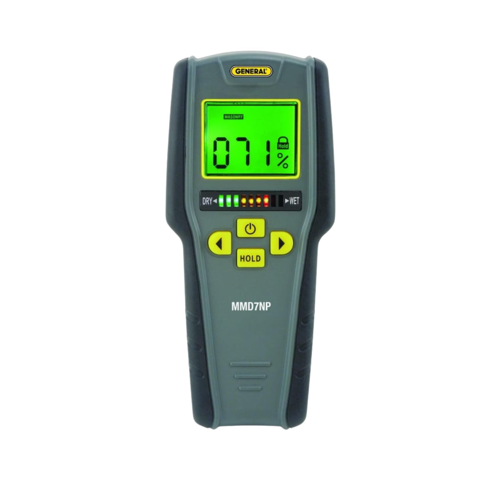 General Tools MMD7NP frontal mostrando pantalla y barras LED, facilita evaluaciones rápidas