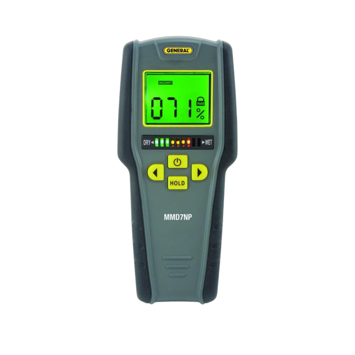 General Tools MMD7NP frontal mostrando pantalla y barras LED, facilita evaluaciones rápidas